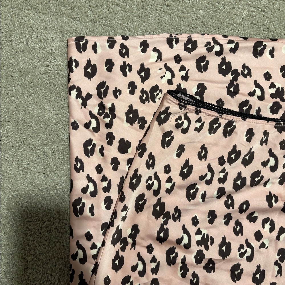 Pink Leopard Print Midi Skirt